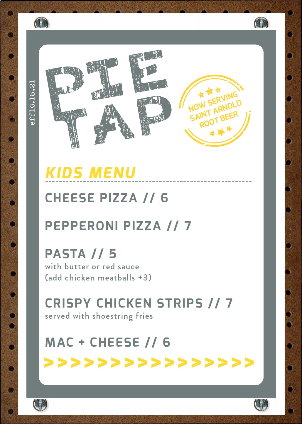 Menu Pie Tap
